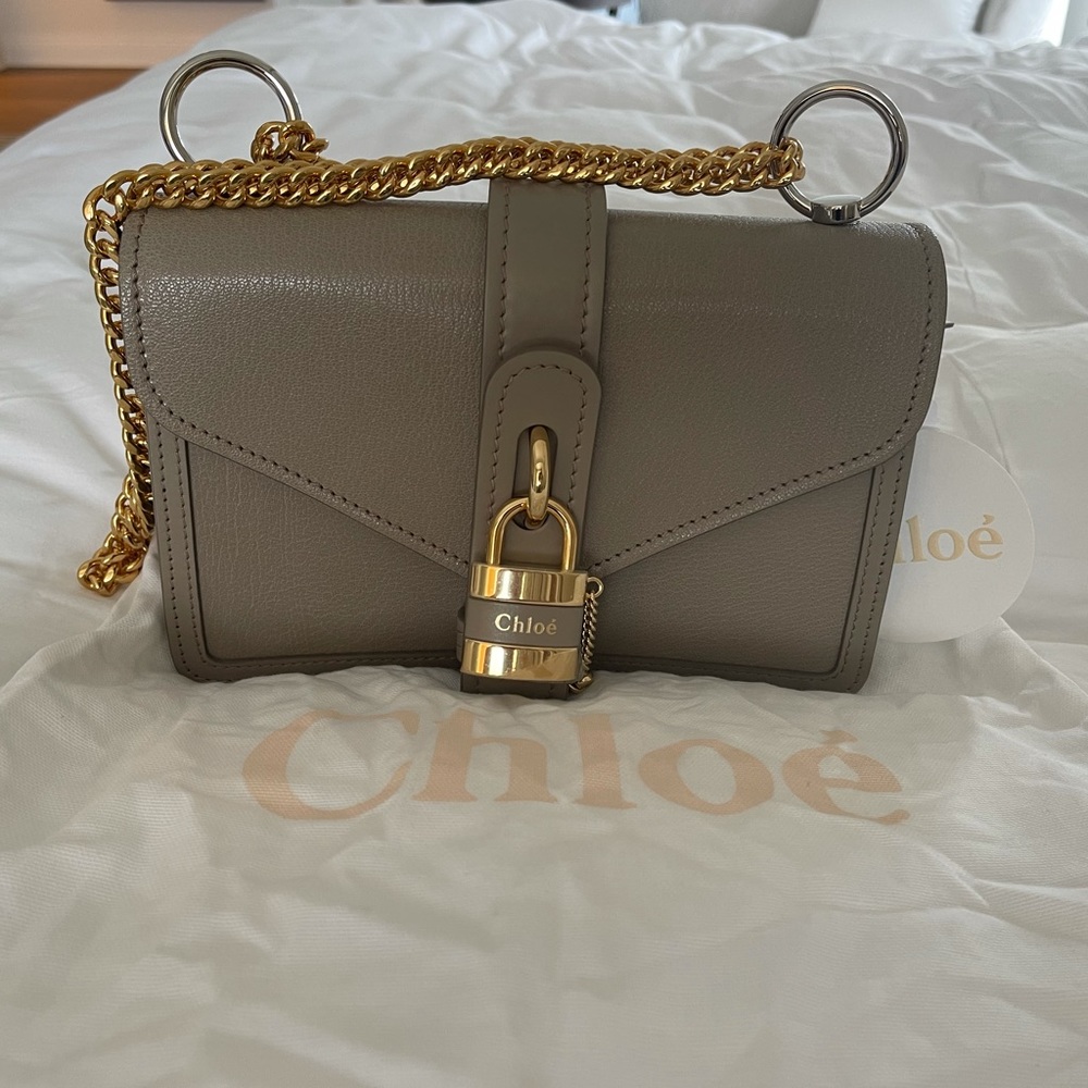 Authentic Chloe 23w-  Motty grey Aby chain shoulder bag with dust bag NWT